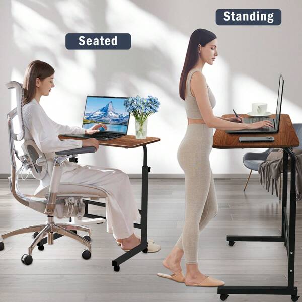 Side Table Mobile Standing Desk Adjustable Height Portable Laptop Table, TV Tray Computer Workstation Sofa Bed Table For Home Office, Desktop 23.7" L X 15.8" W,