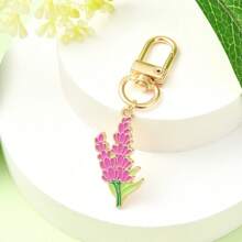 1pc Flower Design Keychain, Pastoral Floral Keyring, Violet/Lily Of The Valley/Lily/Sunflower Alloy Pendant, Fashion Elegant Bag Charm Accessory, Holiday Gift
