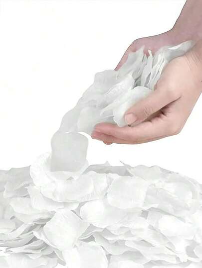 100/500/1000/2000/3000 piezas Pétalos de rosa blanca artificial, flores hechas a mano románticas, adecuadas para bodas, fiestas, decoración de habitaciones, decoración del hogar, decoración de cumpleaños, decoración de mesa de comedor, decoración de dormitorio, decoración de baño, regalo del Día de San Valentín, decoración de graduación