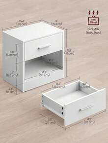 Bedside Tables, Set Of 2, Side Table With Drawer, Handle, Open Compartment, End Table, For Bedroom, Living Room, Classic White, Classic White - White - View 5