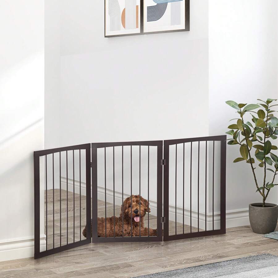 PawHut Pet Fence - Cà phê nâu - Xem 1