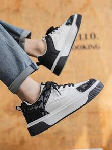 2025 新款男鞋透气拼色系带低帮休闲滑板鞋，四季耐磨防滑厚底百搭轻便休闲运动鞋，适合户外活动、日常通勤、假日旅行、休闲露营、礼物 - 彩色 - 查看 5