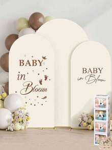 Vòm trang trí màu be hai mặt, kích thước 6ft, 6.6ft, 7.2ft - Vòm trang trí bằng vải spandex phủ, phông nền hình vòm tròn, spandex, nhãn dán "Baby In Bloom", bảng trang trí tiết lộ giới tính (bé gái hoặc bé trai), trang trí tường cho bà bầu, trang trí đám cưới, tiệc sinh nhật, lễ tốt nghiệp, màu trắng - Nhiều màu - Xem 1