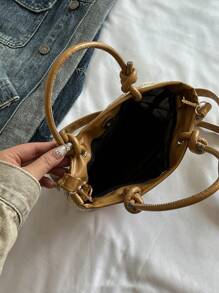 Bolso de mujer tejido, pequeño monedero de paja tejido con estilo, bolso con patrón de letras y ribete de color contrastante, con correa para el hombro larga y bandolera