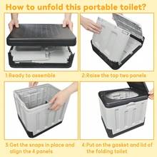 Portable Toilet, Portable Camping Toilet For Adults, Folding Toilet With Lid, Portable Foldable Car Toilet, Compact Emergency Toilet For Car, Home, Camping, Hiking, Boating & Outdoor Travel - Includes Trash Bags - Dark Grey - View 5