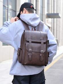 حقيبة ظهر للكمبيوتر المحمول بحجم 14.7بوصة سعة كبيرة للمراهقين البنين الرجال من جلد البولي يوريثان، حقيبة ظهر مدرسية ذات سوست عالية الجودة شنطه جامعه شنط جامعات شنطة ظهر للسفر حقيبه جامعه