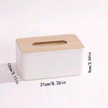 1 Piece Solid Color Paper Tissue Box With Bamboo Lid, Elongated Rectangular Paper Box, Tissue Storage Box And Holder, Suitable For Dining Tables, Living Rooms, Bedrooms, Offices, Bathrooms, And Cars - Multicolor - View 6