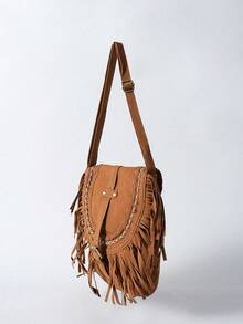 Tropiscape Túi đeo chéo vai tua rua du lịch mới 2024 dành cho nữ, túi đeo chéo vai, túi yên ngựa, thích hợp cho kỳ nghỉ mùa thu/đông, thư giãn, bãi biển, mùa thu, Giáng sinh, Giáng sinh, mùa đông, quà tặng Giáng sinh - màu nâu - Xem 5