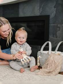 婴儿尿布袋、婴儿包、新生儿必需品、尿布收纳篮、婴儿需求、婴儿必需品、婴儿沐浴用品、婴儿篮、男孩或女孩儿童房装饰 - 灰色，超大 - 彩色 - 查看 4