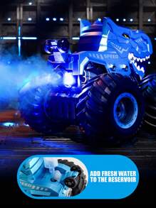 1 Stück ferngesteuertes Dinosaurier Auto Spielzeug, 2,4 GHz Geländemonster-Truck mit Licht & Sound, Sprützfunktion, für drinnen & Outdoor, Dinosaurier Auto Spielzeug für Kinder, wiederaufladbares RC Auto Spielzeug, geeignet für 6-12 jährige Jungen & Mädchen als Weihnachts-, Halloween-, Geburtstagsgeschenk
