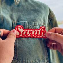 Custom 1/3/5pcs Embroidered Name Patches - Personalized Iron On/Sew On 3-6inch Patch For Jackets, Hats, Mom Gifts Custom Embroidered Name Patches - Personalized Iron On/Sew On Patch For Jackets, Hats, Mom Gifts, Durable, Unisex, Casual, Custom, Personalized, Unique, Customized, Bag Charms, Bag Charms, School Supplies, For Teenagers, Junior High School Students, Middle School Students, High School Senior High School Students, College Students, University Students, Freshman, Sophomore, Underclassmen
