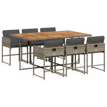 vidaXL Set da Pranzo da Giardino 7 pz con Cuscini in Polyrattan Grigio - Grigio - Visualizzare 2