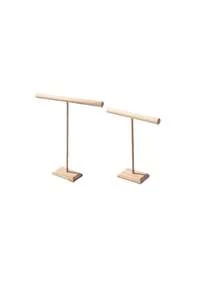 1pc Wooden T-Shape Bracelet Display Stand, Desktop Jewelry Display Holder, Necklace Organizer Storage Rack - Multicolor - View 12