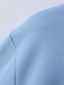 Verano color de la colisión de media cremallera solapa de manga corta camisa de polo de los hombres casuales, de moda ligero transpirable playa camiseta de manga corta, la oficina de negocios camisa de polo diario, adecuado para la vida cotidiana, oficina, deportes, viajes, vacaciones, playa - Negro - Ver 6