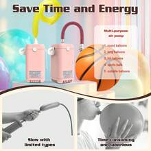 Electric Air Pump For Balloons Portable Balloon Inflators Blower Machine For Birthday Party Balloon Decorations For Long Animal Twisty Curly Balloon, Foil Balloons, Sports Ball - 查看 5