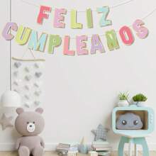 1 Set Birthday Flag Banner Party Decoration Hanging Flag Spanish Macaron Letters Birthday Flag