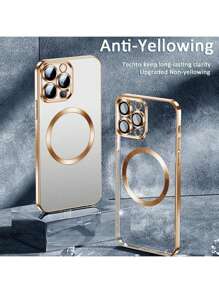 1pc Ultra Thin I Phone Case 16 15 14 Plus 13 12 11 Pro Max Transparent Plating Magnetic For Magsafe Phone Case With Lens Film Soft Phone Cover