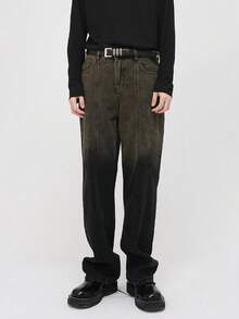 Men's Retro Vintage Vintage Gradient Workwear Loose Jeans For Street Dance, Skateboarding, Daily Life, Street, Hip-Hop, Enlarged Straight Leg Men's Denim - 黑色 - 查看 5