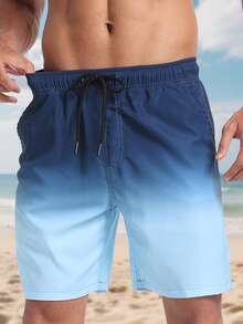 LEDUNTINO [Printemps/Été] Mode homme Short à double couche avec dégradé de couleurs, sport et casual, design multi-poches. Cadeau idéal pour le mari/petit-ami. Convient pour la plage, le surf, les vacances, le printemps/été - Bleu marine - Voir 6