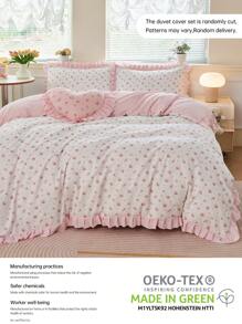 2/3 pièces Ensemble de housse de couette style romantique français, ensemble de housse de couette imprimé de roses charmantes, 1 pièce de couette avec 1/2 pièces de taies d'oreiller, doux et respirant, élégant et charmant couvre-lit décoratif pour chambre à coucher ou dortoir, convient parfaitement aux lits simples, doubles, queen et king
