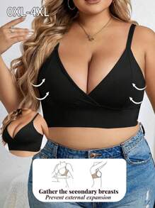Sujetador sin aros con cierre delantero de unicolor, para mujer de talla grande