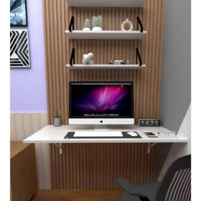 Mesa Suspensa Em Mdf Branco Estudos Home Office Computador