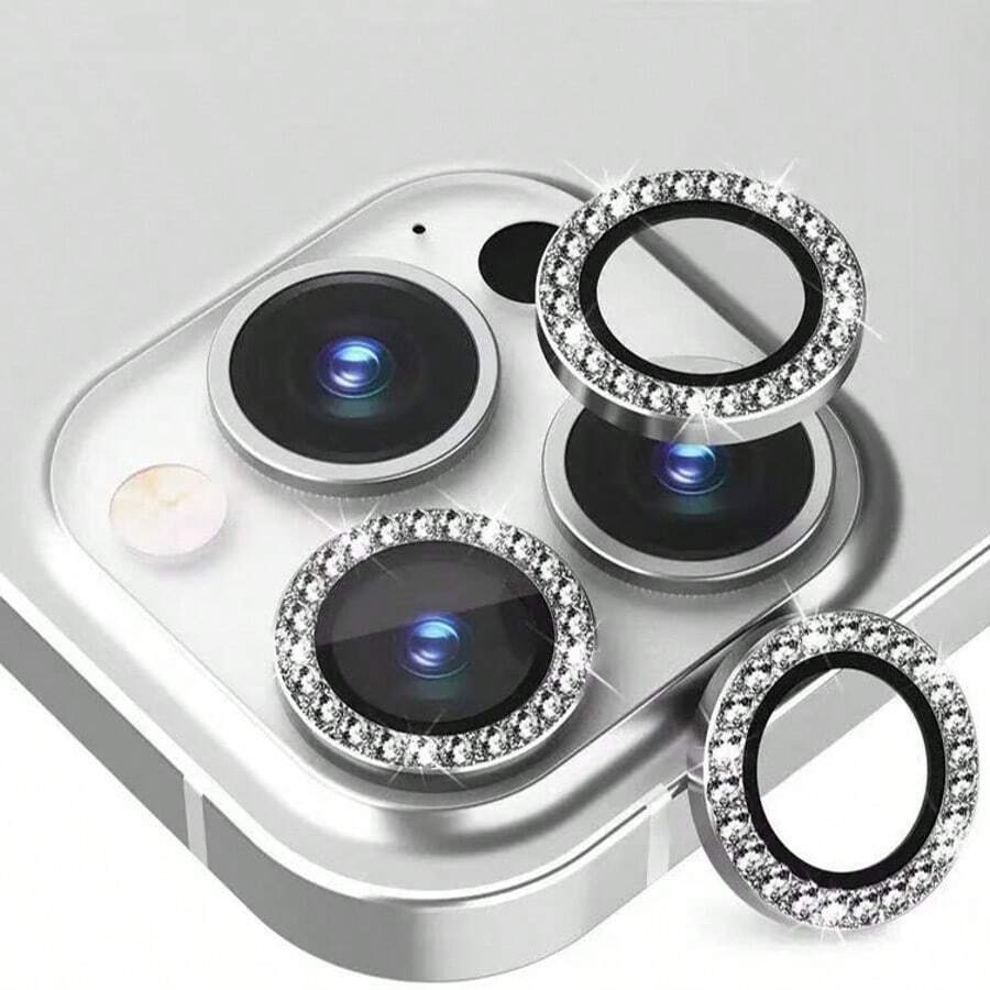 Glitter Shiny Camera Lens Protector Kit For All Models/XR/11/11PROMAX/12/12PROMAX/13/14/14PROMAX/15/15PROMAX/16/16PULS/16PROMAX - Silver - View 1