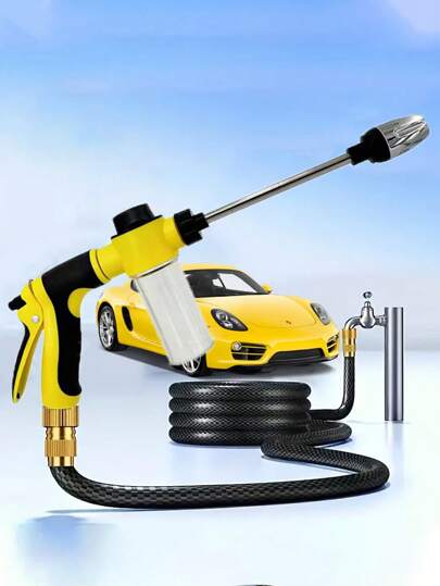 1pc High Pressure Foam Gun & Sprayer For Car Washing, Garden, Multi-Mode Adjustable High Pressure Cleaning Gun With Container, Suitable For Spraying Water Power Washing