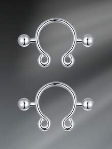 CIZME Faux Nipple Piercing Fake Nipple Rings Fake Nipple Piercing, Y2K Heart White Pearl Flower Bowknot Dangle Pink Purple Blue Beaded Ball Clip On Nipple Rings Non Piercing For Women Stainless Steel Rubber Faux Nipple Piercing