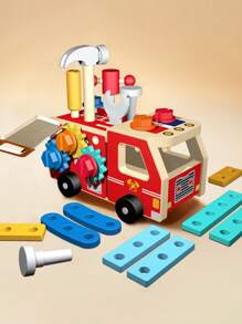 1 Set Caja de herramientas de construcción de madera para niños - Rompecabezas de ensamblaje de nudo de tornillo desmontable, juguetes de aprendizaje Montessori para bebés de 3+ años