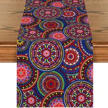 Caminho de Mesa para Sala de Jantar - Designs Geométricos Boêmios, Decoração de Cozinha em Poliéster Lavável e Reutilizável - Multicolorido - Ver 14