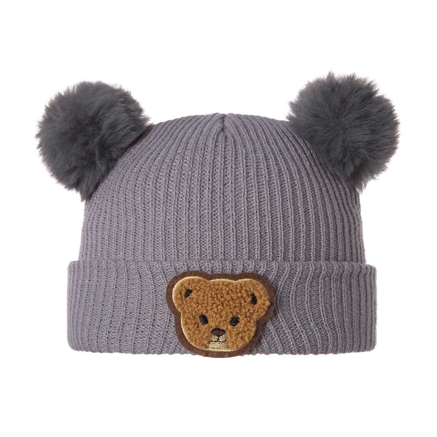 Baby Winter Hat Cute Bear Pattern Knit Beanie Warm Cap For Infant Newborn Cold Weather Accessories