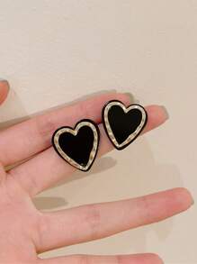 Set de 5 pendientes de mariposa y flores redondos vintage en negro, diseño minimalista y único, adecuado para uso diario y ocasiones, otoño/invierno