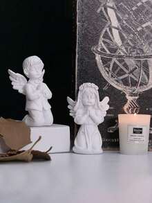 1 pieza de mini ángel rezando creativo con alas para decoración de escritorio/exhibición de gabinetes - Blanco - Ver 2