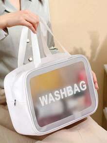 3-In-1 Set: Toiletry Bag, Storage Pouch, Suitable For Cosmetics, Stationery - Perfect For Wedding, Birthday, Gift, Portable Makeup Bag Set, Stylish Color Patchwork, Suitable For Bathroom/Travel, Cosmetics Organizer Bag, Women Beauty Tools Accessories,For Holiday Beach, Bathroom Collection, Bedroom Collection, Large Capacity - Beige - View 3