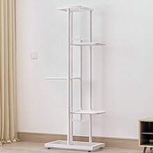 5 Etagen Blumenständer 108cm Hoch Pflanzenständer Metall Innen Außen, Blumentopf Ständer Mehrstöckig Blumenregal Pflanzentreppe Eckregal Stehend für Wohnzimmer Garten Balkon Deko, Dunkelgrau