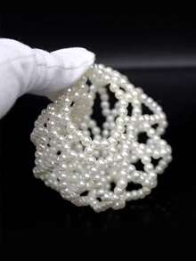 1pc Elegant Pearl Hair Net For Girl, Suitable For Bun Hairstyle, Dance Performance, And Commuting To Work - White - View 3
