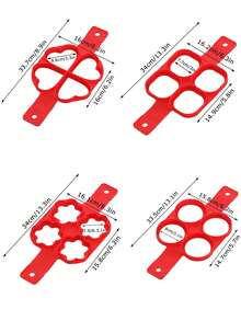 4PCS/1PCsilver Stainless Steel Heart-Shaped Flower Shaped Circular Pentagonal Star Shaped Fried Egg Mold, Kitchen Tool, DIY Baking Accessories,Red Silicone Egg & Pancake Ring - Nonstick, Easy-To-Use Mold For Perfect Omelets And Fried Eggs - Essential Kitchen Baking Accessory,Nonstick Baking Pan, Easy-Clean Breakfast Kitchen Gadget, Versatile For Family & Restaurant-Quality Meals