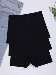 3 件装黑色舒适弹力无缝内裤，透气隐形内裤