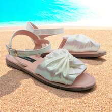 White Leather Outdoor Sandals For Girls - White - View 1
