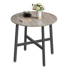 Dining Table, Round Kitchen Table, For Living Room, Office, 80 X 75 Cm (Diameter X Height), Industrial Style, Heather Greige And Ink Black - White - View 8