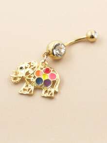1Piece 14G Elephant Belly Button Ring Navel Piercing Tropical Animals Belly Button Piercing Body Jewelry - Multicolor - View 11