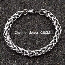 One Chain Bracelet, Male, Men's Stainless Steel Black Bracelet, Metal Chain Bracelet, Simple Sports Twisted Chain Bracelet, Personalized Chain Bracelet, Stainless Steel Jewelry Gift, Suitable For The Stainless Steel Jewelry Gift He Gave Him