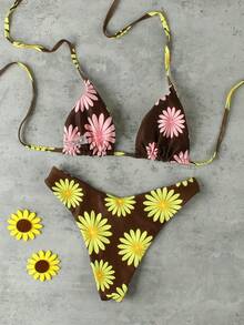 Conjunto de bikini de verano con estampado floral sexy para mujer - impresión - Ver 4