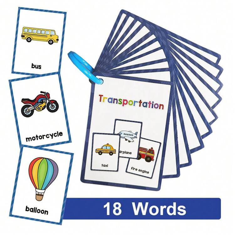 Lachilly 12 piezas Tarjetas didácticas Montessori de palabras en inglés, materiales de aprendizaje de vocabulario en inglés temprano, ayudas de aprendizaje de inglés para el hogar y la escuela, suministros de aprendizaje de inglés para el aula - Multicolor - Añade 21