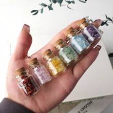 1 Peça Garrafa de Desejo de Pedras Preciosas de Cristal Curativo Natural, , Quartzo Rosa, Ametista, Garrafa à Deriva, Presentes de Casa para o Natal
