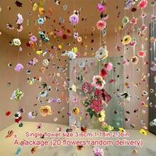 20pcs Bohemian Style DIY Spring Floral Hanging Curtain, Door Curtain With Fishing Line - Colorful Artificial Flowers, Suitable For Room, Bedroom, Outdoor Garden Decor, Wedding, Shower And Party Backdrop, Valentine's Day And Spring Party Decor, Wedding Decor | Decorative Hanging Flowers | Colorful Decor, Artificial Flowers For Decoration