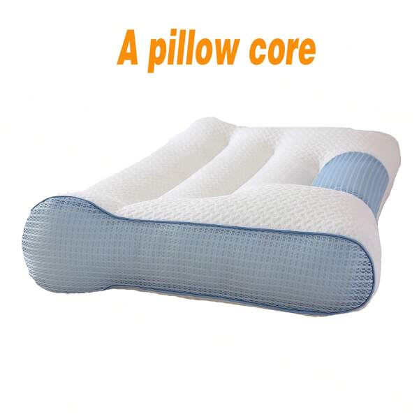 1pc Ergonomic 4D Traction Neck Support Pillow - Durable, Machine Washable, All-Season - Blue