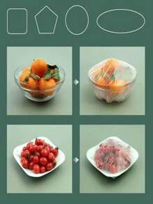 A Set Of 500pcs/50pcs Reusable Adhesive Bags, Suitable For Flexible Food Storage Covers, With Adjustable Plastic Seals, Suitable For Outdoor Use, Picnics, Hotels, Leftovers, And Fruit Packaging - And Can Also Be Used As A Transparent Shower Cap, Suitable For Hair Salons And Restaurants.