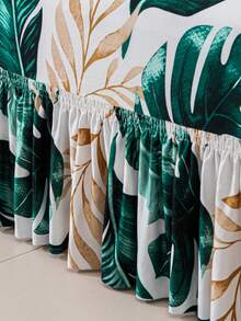 1pc Modern Style Polyester Fiber Fabric Full Cover Sofa Slipcover With Green Tree Leaf Pattern, Machine Washable, Four Seasons Universal - Green - View 5